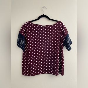 Baseball TShirt with Woven Sleeves Relaxed Fit NWOT